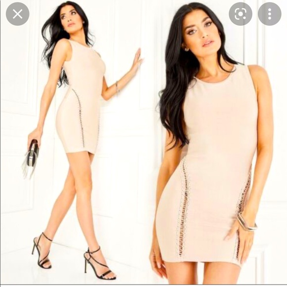 Guess by Marciano Nami Peach nude Bandage Dress Size L - Picture 1 of 7